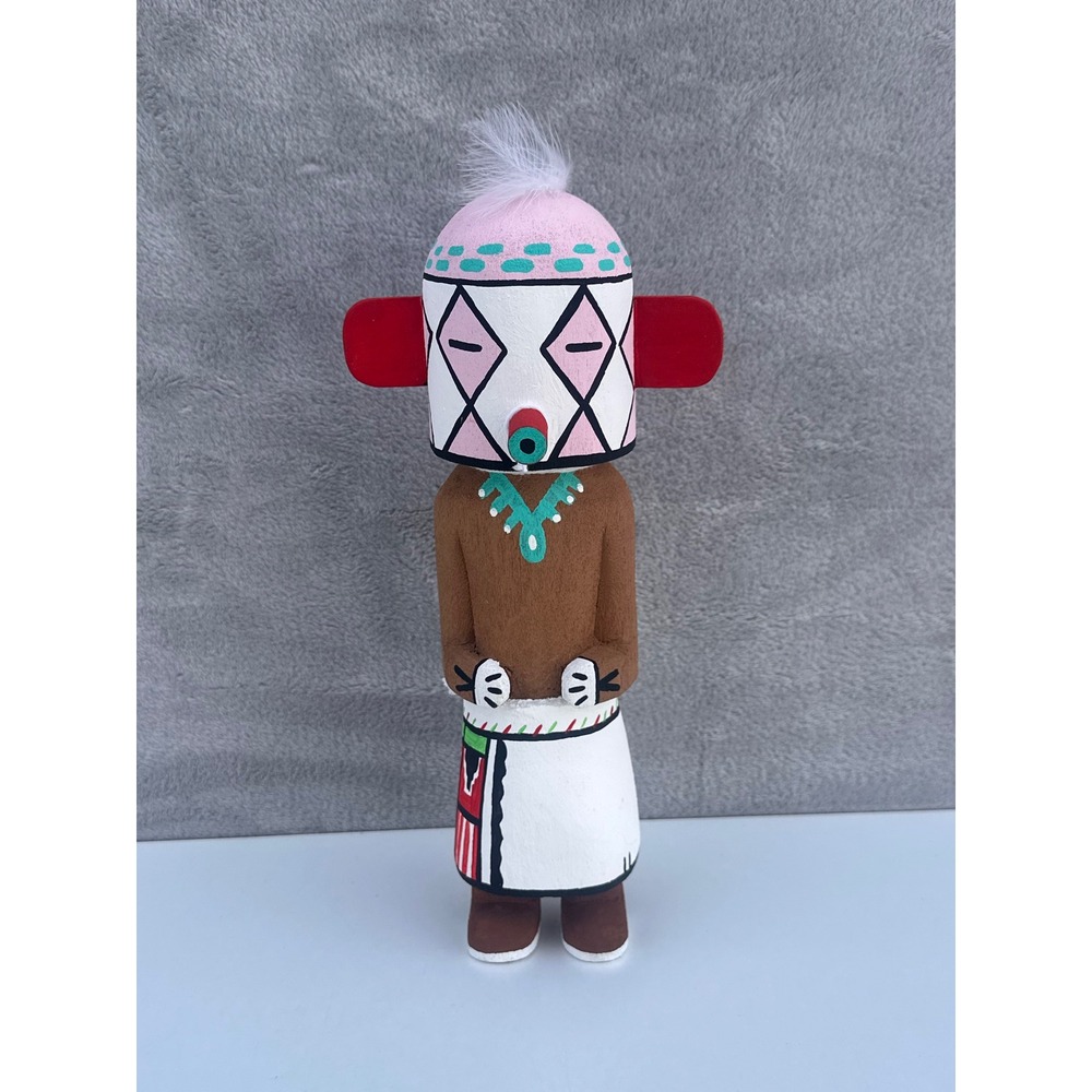 Hopi Cocklbur Kachina Doll Hand Carved Painted Wood Native American Art Signed